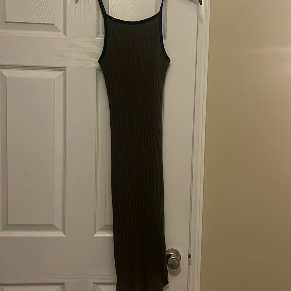 Green and black bodycon dress